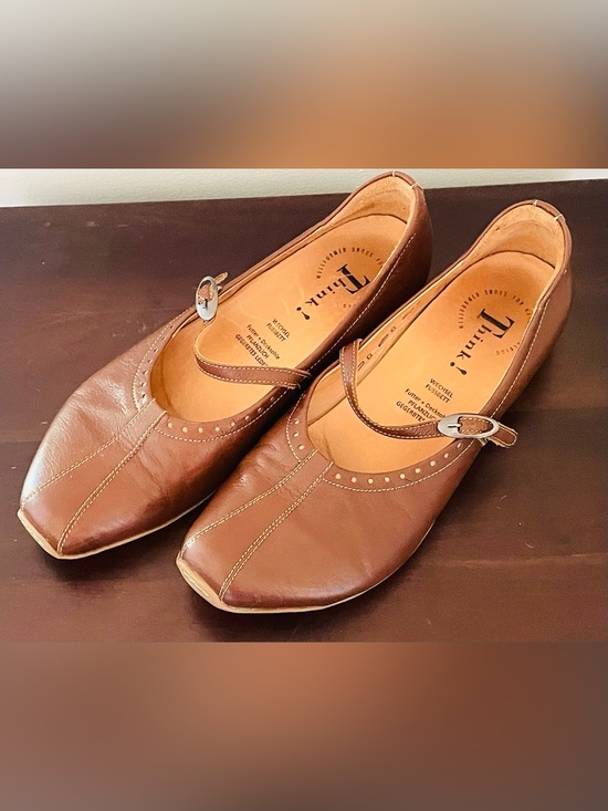 Think! Shoes - Think! Brown Leather Mary Jane Flats EU 44 US 13 Artisan Comfort Shoes- EUC